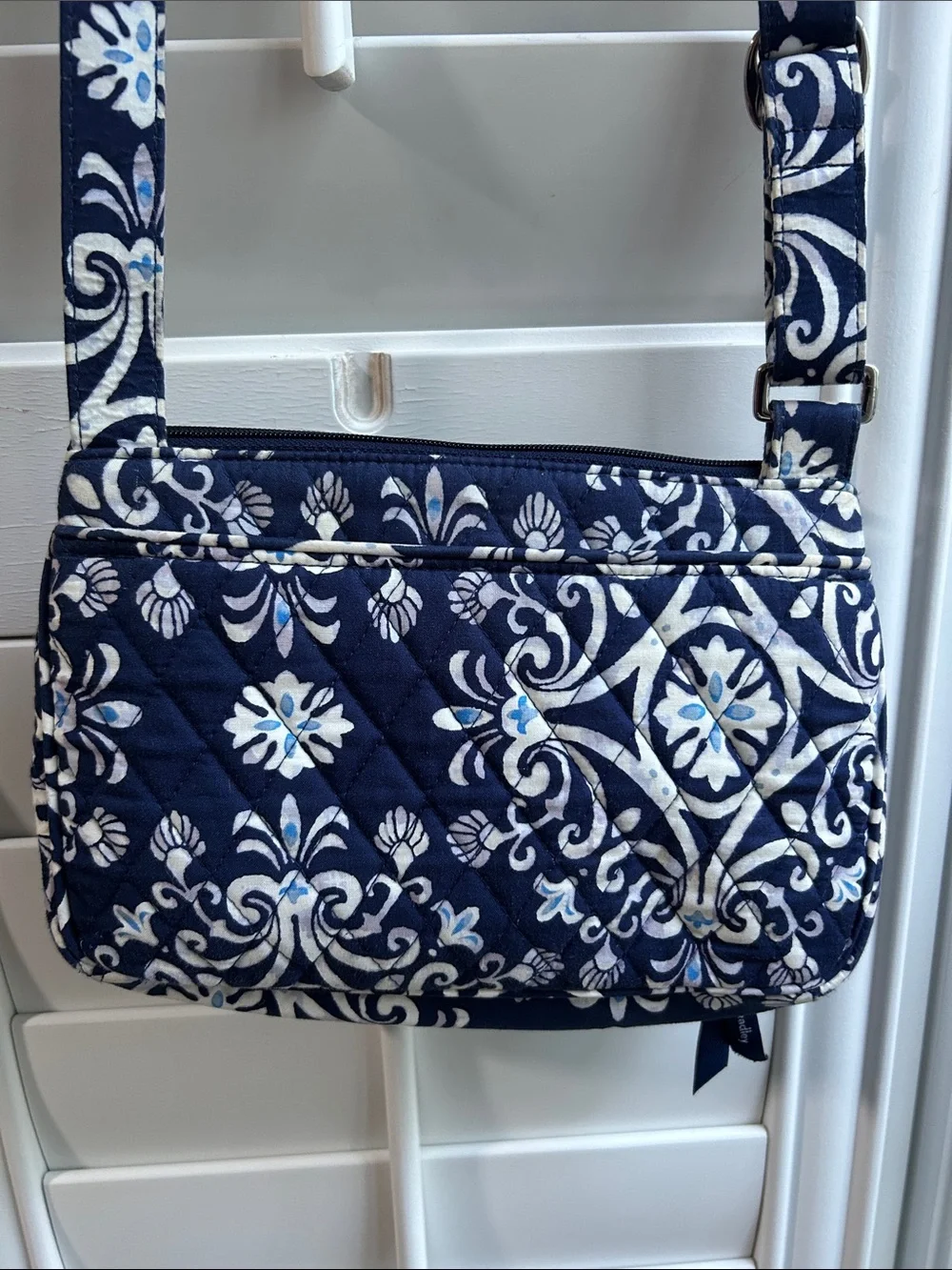 Vera Bradley Steel Blue medallion Navy and White Quilted Floral Crossbody